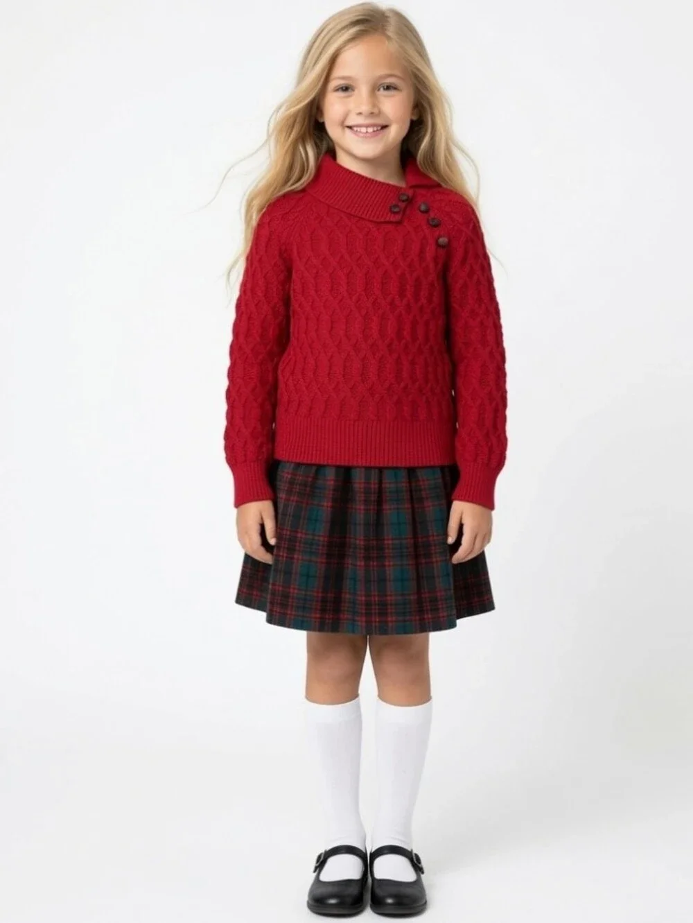 Tommy Bahamas Girls Red 1 Piece Cable-Knit Cotton Blend Sweater Dress (Size:5/6)